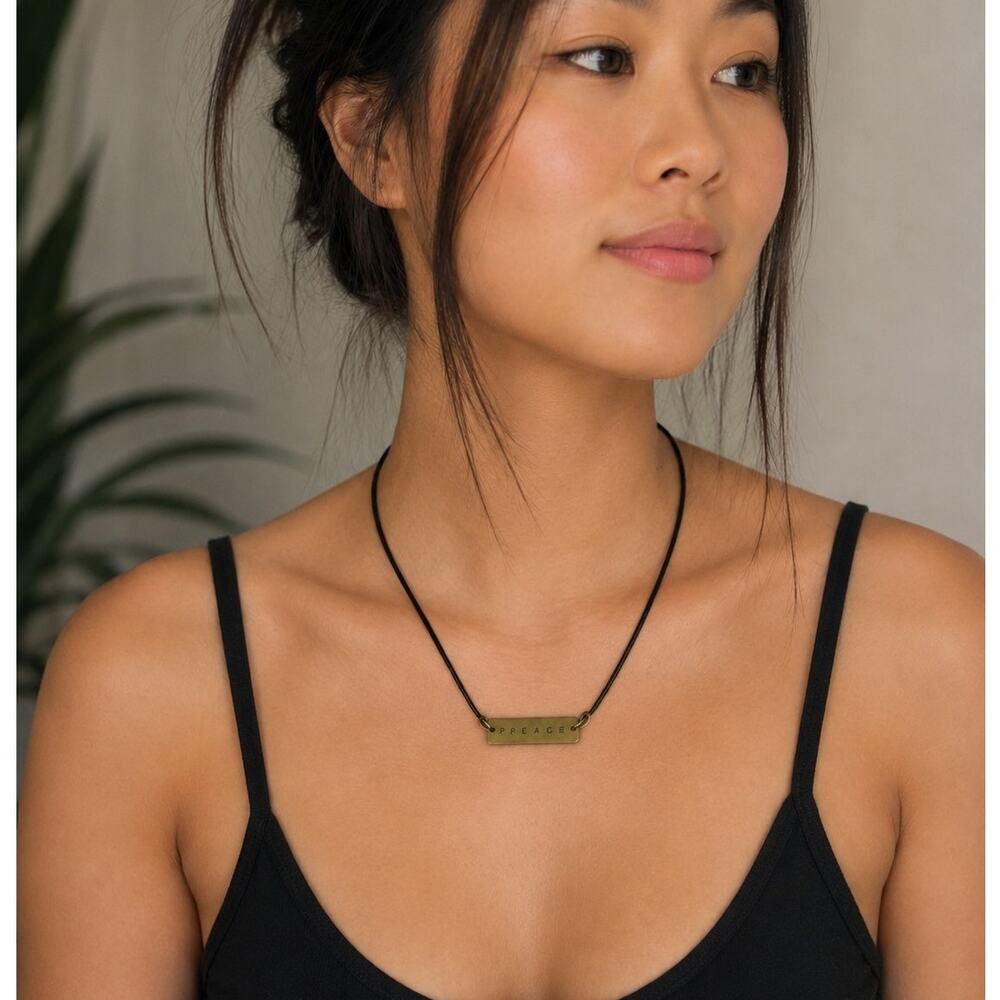 SY Signed “Peace” Wrap Cord Necklace Bracelet